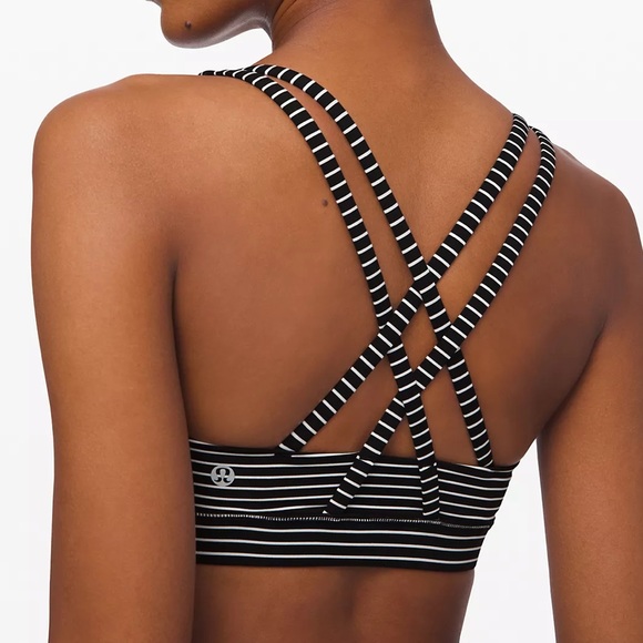 LULULEMON Energy Bra Black & White Stripes - Picture 4 of 7